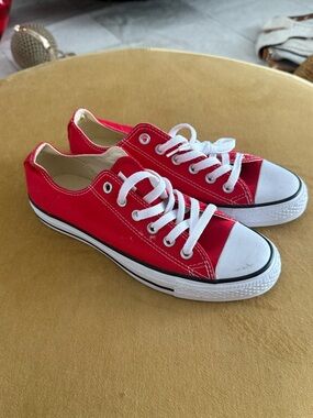 Converse Kids Red Canvas Low-Top Sneakers with White Accents